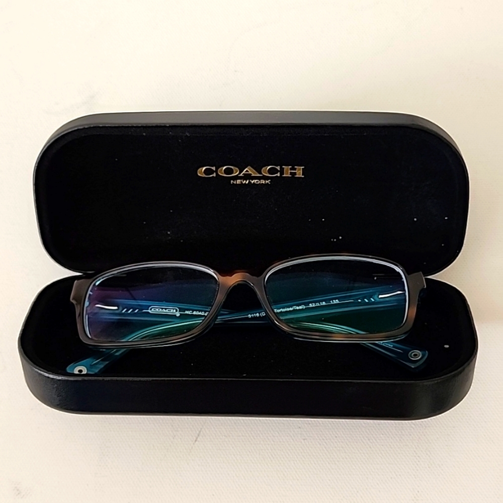NEW Coach Tortoiseshell Teal Brooklyn Eyeglasses Antiglare Computer Lenses +1.00 - Picture 4 of 10